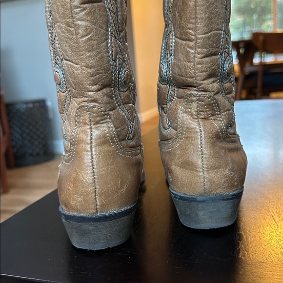 Cimarron brand faux leather tan and turquoise cowgirl boots - Picture 6 of 10